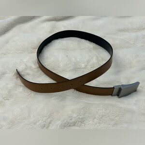 Express Tan Leather Belt with Silver Buckle